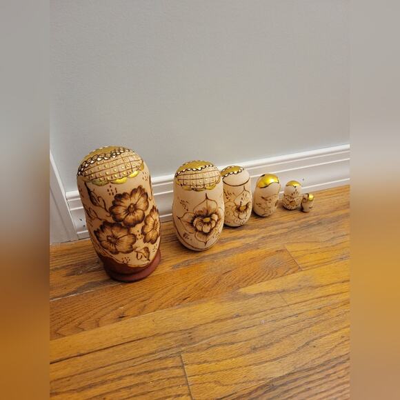 Russian stacking nesting Floral Church dolls Wooden pieces - Picture 3 of 11
